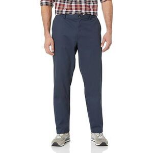 Men's Chino Pant 34W x 32L Navy Straight-Fit Wrinkle-Resistant, Cotton